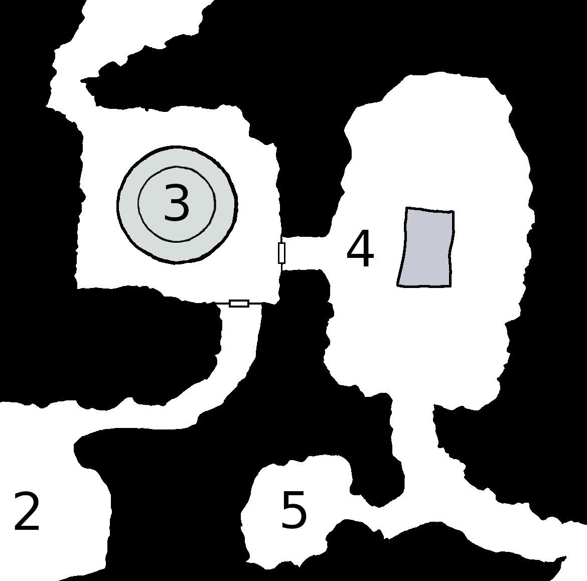  Rooms three, four and five of the cave 